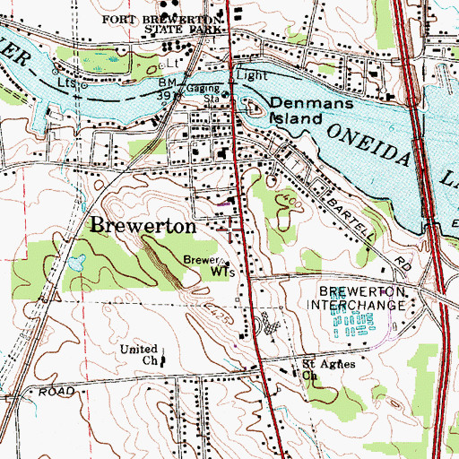 Topographic Map of Brewerton Census Designated Place, NY