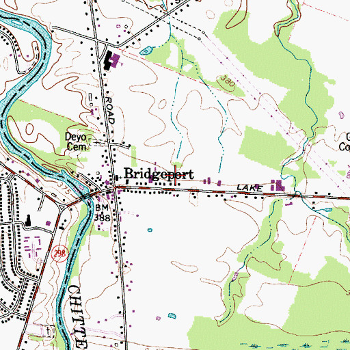 Topographic Map of Bridgeport Census Designated Place, NY