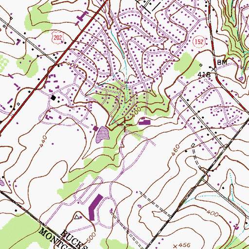 Topographic Map of Brittany Farms-The Highlands Census Designated Place, PA