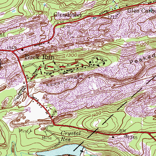 Topographic Map of Buck Run Census Designated Place, PA