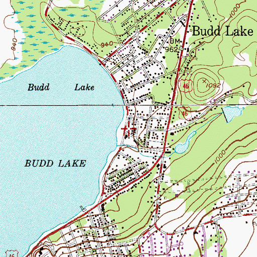 Topographic Map of Budd Lake Census Designated Place, NJ