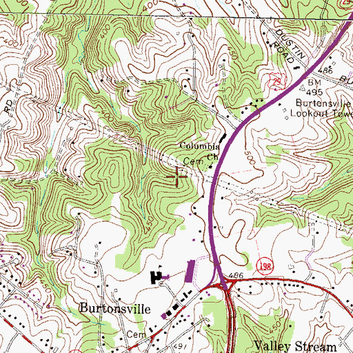 Topographic Map of Burtonsville Census Designated Place, MD