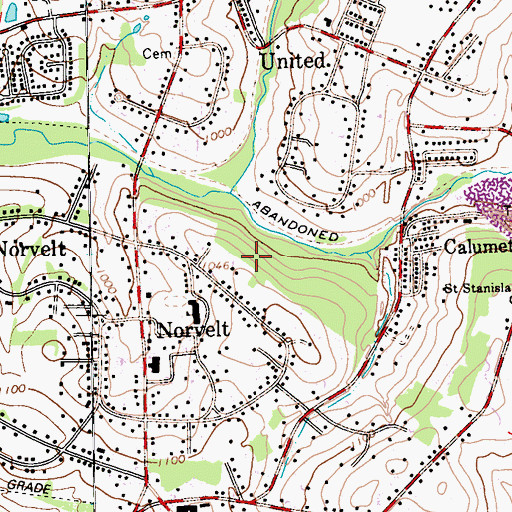 Topographic Map of Calumet-Norvelt Census Designated Place (historical), PA