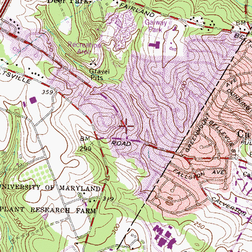 Topographic Map of Calverton Census Designated Place, MD