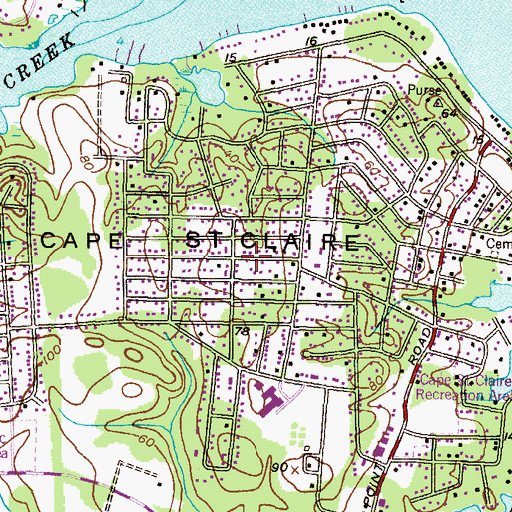 Topographic Map of Cape Saint Claire Census Designated Place, MD
