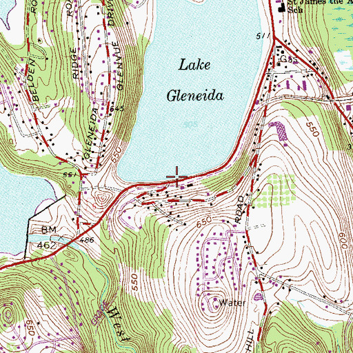 Topographic Map of Carmel Hamlet Census Designated Place, NY