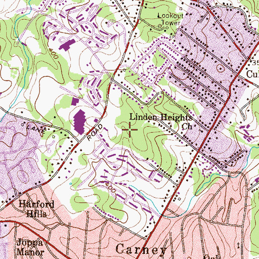 Topographic Map of Carney Census Designated Place, MD