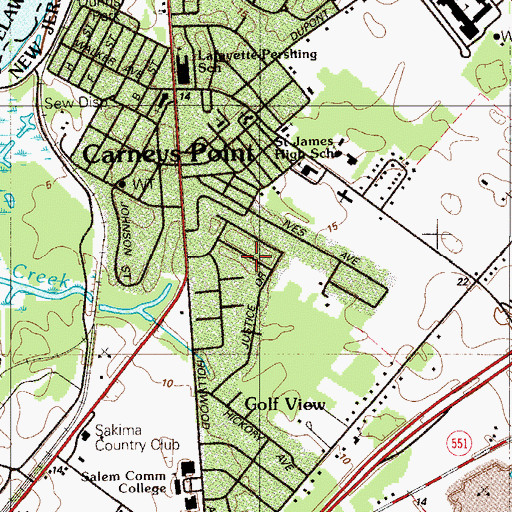 Topographic Map of Carneys Point Census Designated Place, NJ
