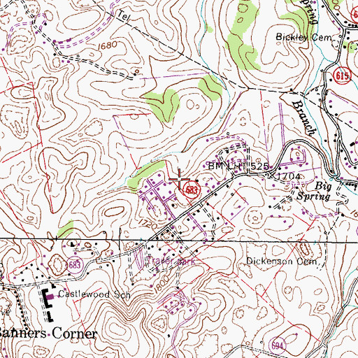 Topographic Map of Castlewood Census Designated Place, VA