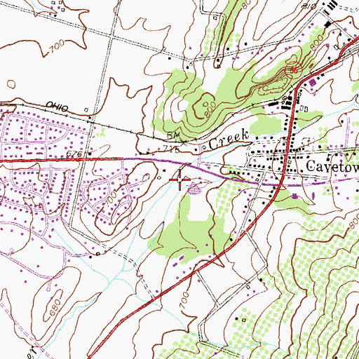 Topographic Map of Cavetown Census Designated Place, MD