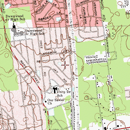 Topographic Map of Centereach Census Designated Place, NY