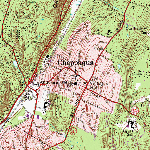 Topographic Map of Chappaqua Census Designated Place, NY