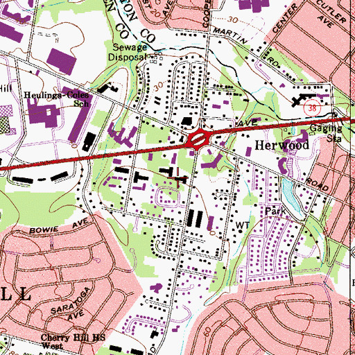 Topographic Map of Cherry Hill Mall Census Designated Place, NJ