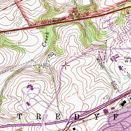Topographic Map of Chesterbrook Census Designated Place, PA