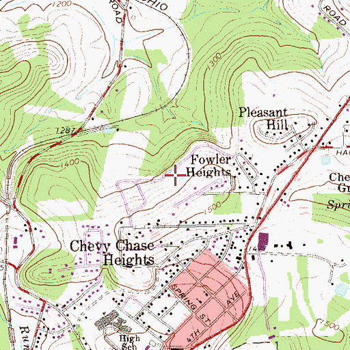 Topographic Map of Chevy Chase Heights Census Designated Place, PA