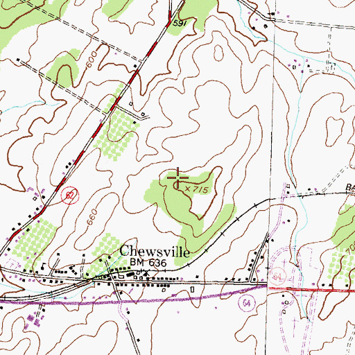 Topographic Map of Chewsville Census Designated Place, MD