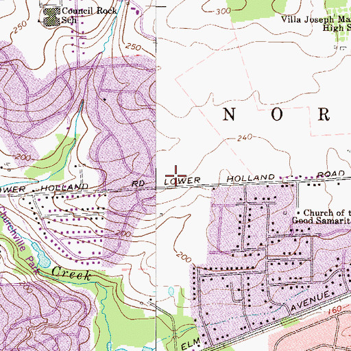 Topographic Map of Churchville Census Designated Place, PA