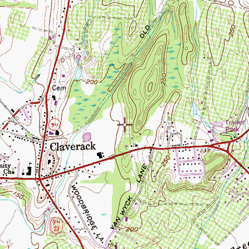 Topographic Map of Claverack-Red Mills Census Designated Place, NY
