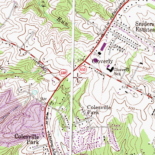 Topographic Map of Cloverly Census Designated Place, MD