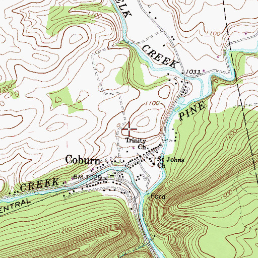Topographic Map of Coburn Census Designated Place, PA