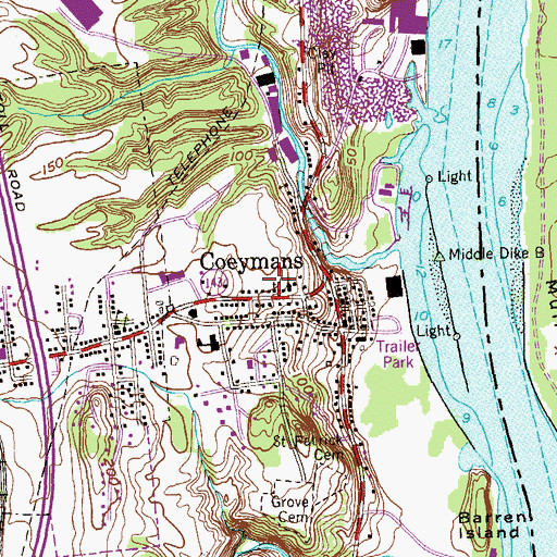 Topographic Map of Coeymans Census Designated Place, NY