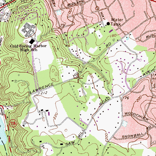 Topographic Map of Cold Spring Harbor Census Designated Place, NY
