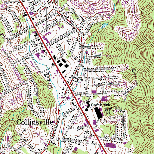 Topographic Map of Collinsville Census Designated Place, VA