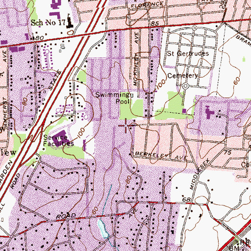 Topographic Map of Colonia Census Designated Place, NJ