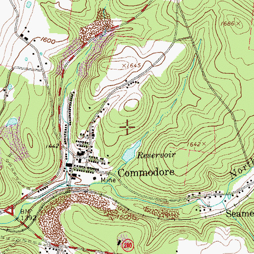 Topographic Map of Commodore Census Designated Place, PA