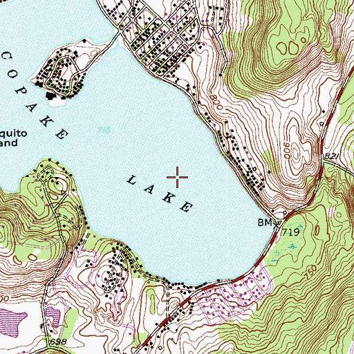 Topographic Map of Copake Lake Census Designated Place, NY