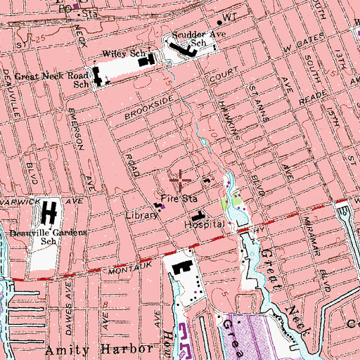 Topographic Map of Copiague Census Designated Place, NY