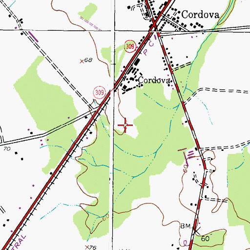 Topographic Map of Cordova Census Designated Place, MD