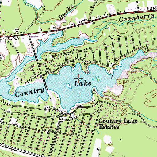 Topographic Map of Country Lake Estates Census Designated Place, NJ