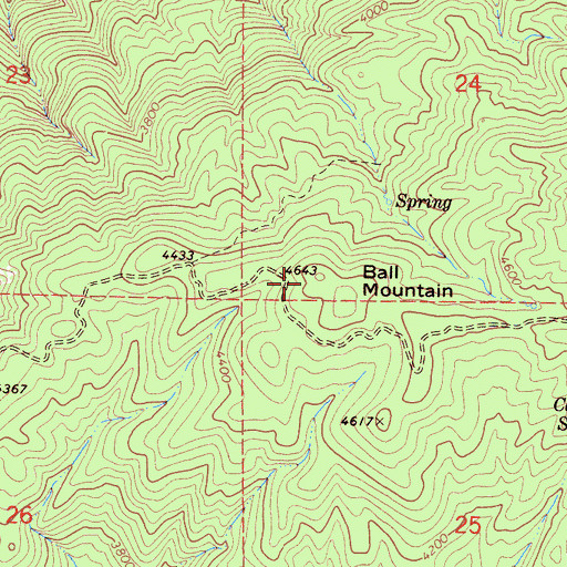 Topographic Map of Ball Mountain, CA