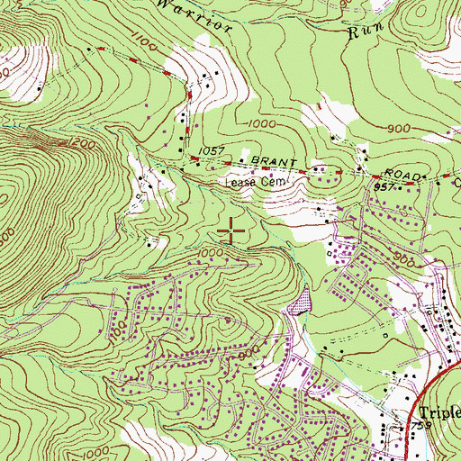 Topographic Map of Cresaptown-Bel Air Census Designated Place (historical), MD