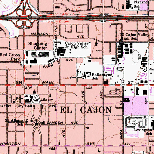 Topographic Map of John Ballantyne Elementary School, CA
