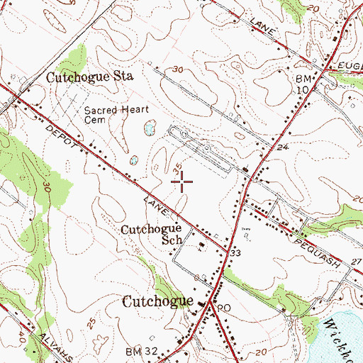 Topographic Map of Cutchogue Census Designated Place, NY