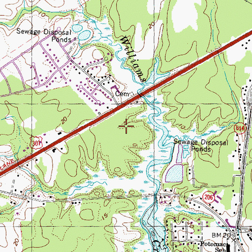 Topographic Map of Dahlgren Census Designated Place, VA