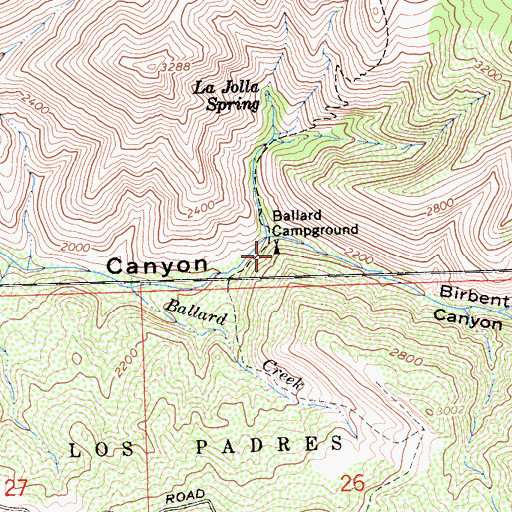 Topographic Map of Ballard Campground, CA