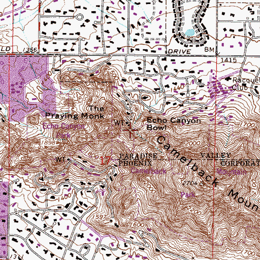Topographic Map of Echo Canyon, AZ