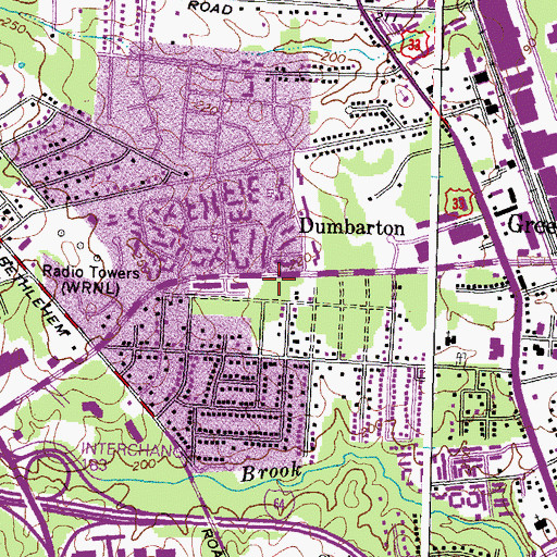 Topographic Map of Dumbarton Census Designated Place, VA