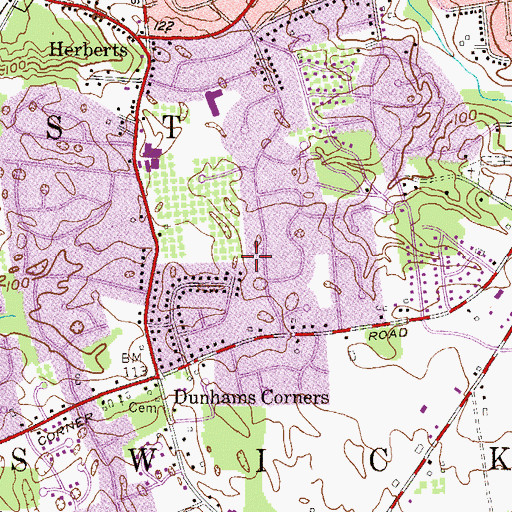 Topographic Map of East Brunswick Census Designated Place, NJ