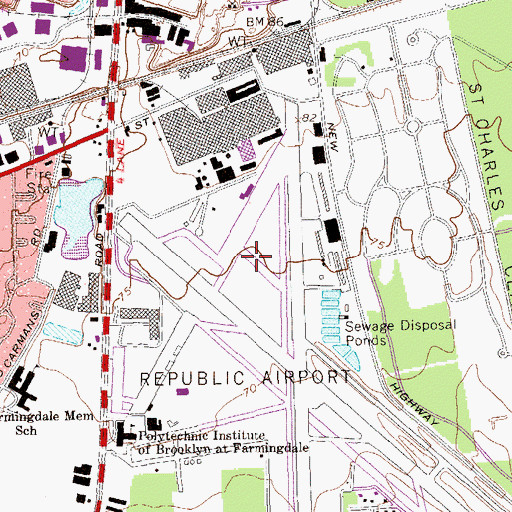 Topographic Map of East Farmingdale Census Designated Place, NY