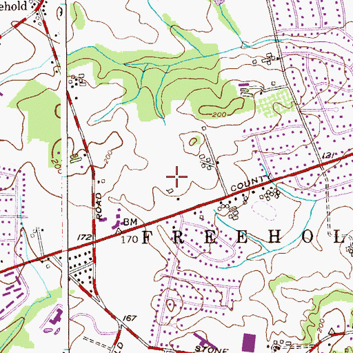 Topographic Map of East Freehold Census Designated Place, NJ