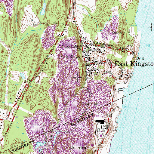 Topographic Map of East Kingston Census Designated Place, NY