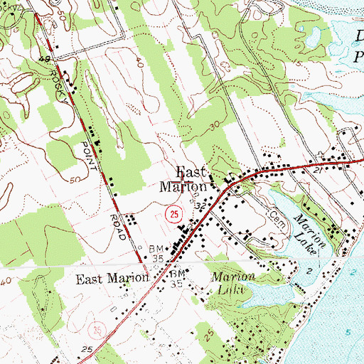 Topographic Map of East Marion Census Designated Place, NY