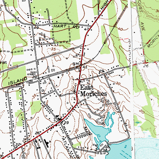 Topographic Map of East Moriches Census Designated Place, NY
