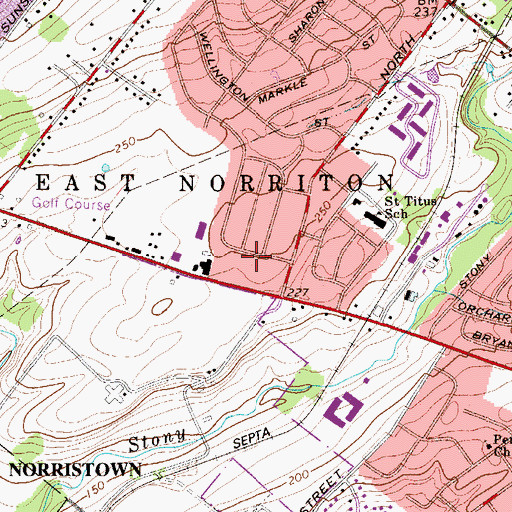 Topographic Map of East Norriton Census Designated Place, PA