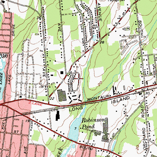 Topographic Map of East Patchogue Census Designated Place, NY