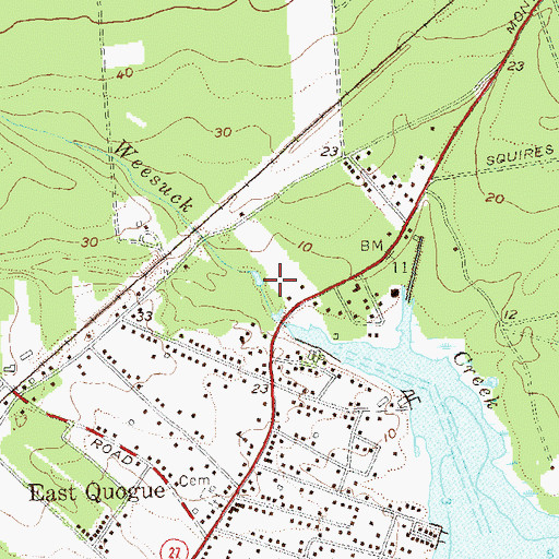 Topographic Map of East Quogue Census Designated Place, NY
